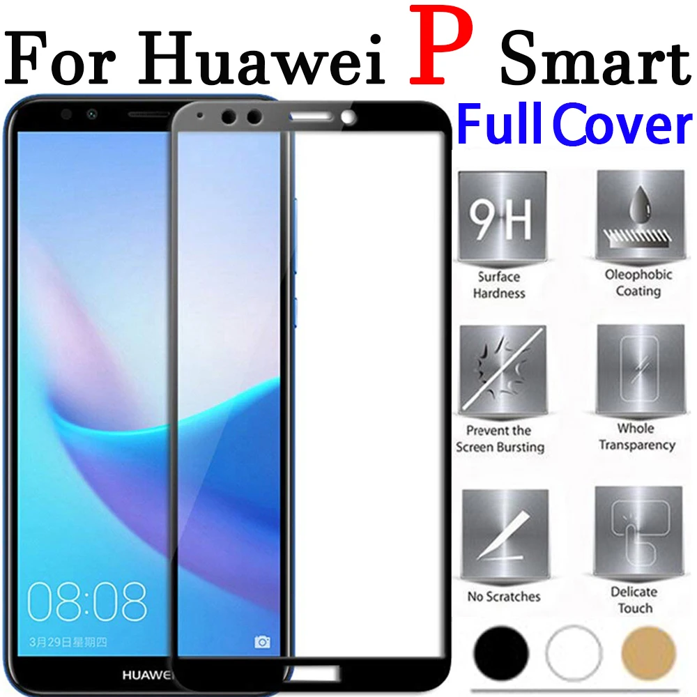 

safety glass on for huawei p smart huawey screenprotect protective glas phone templed psmart full cover verre tremp tempered 9h