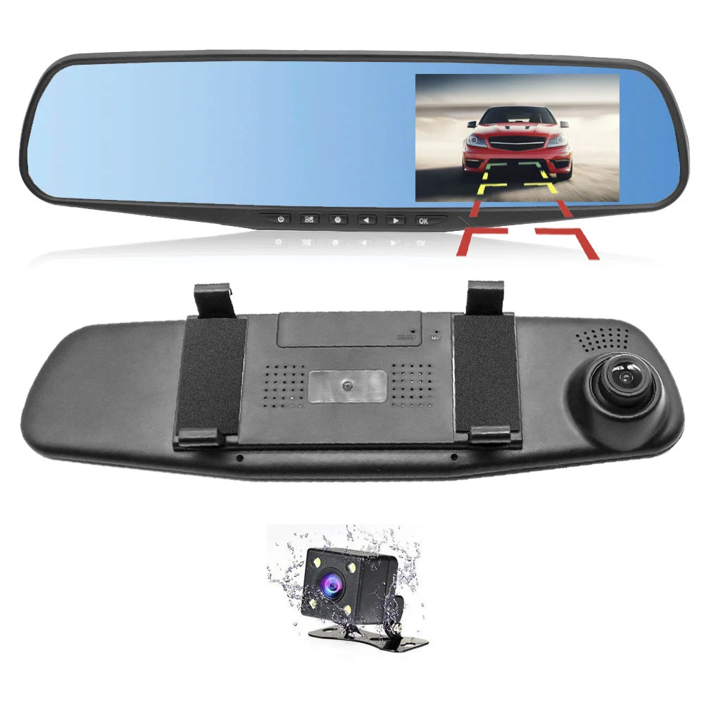 Dash cam Dual lens Car dvr Rearview mirror Recorder Full HD 1080P Video Auto Night Vision Dash