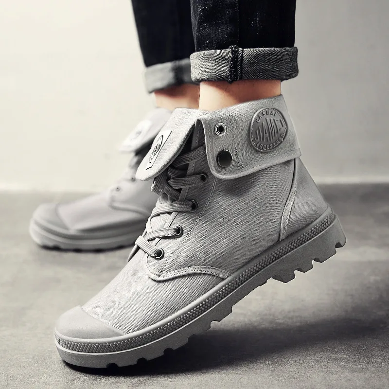 

Men boots 2019 fashion microfiber canvas cotton ankle autumn winter men high top shoes Rubber Yasilaiya