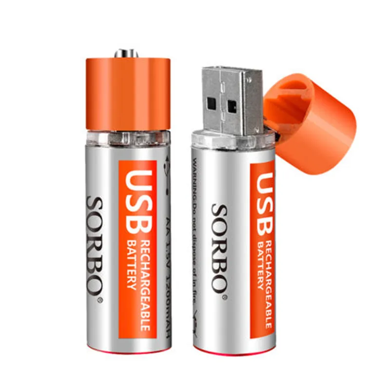 2 шт. аккумуляторная USB Батарея SORBO 1 5 в 1200 мАч час быстрая зарядка AA Li po NiMH