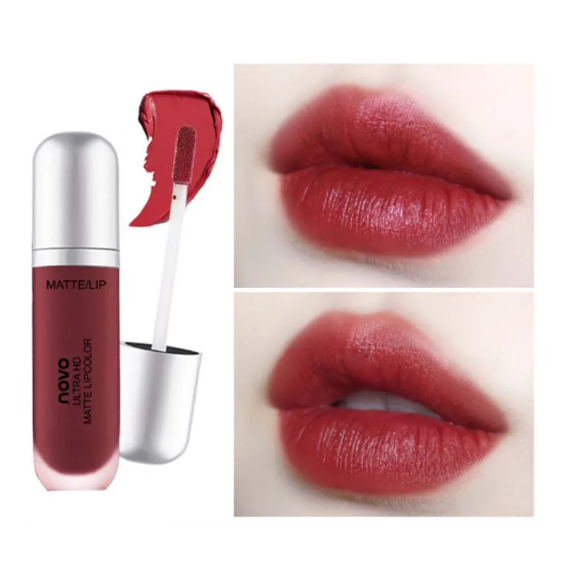 

Novo lip makeup sexy dark red liquid lipstick 8 colors waterproof long lasting moisturizing velvet matte lip tint lipgloss BN117