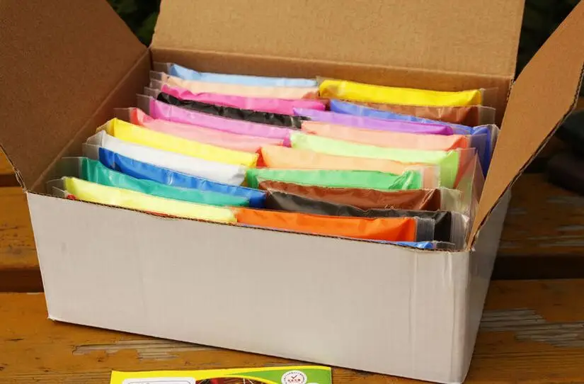 Tanie Nowy Playdough 24 kolory 24 sztuk zestaw miękkiego polimeru modelowania gliny z narzędziami dobry pakiet specjalne zabawki modelina diy.