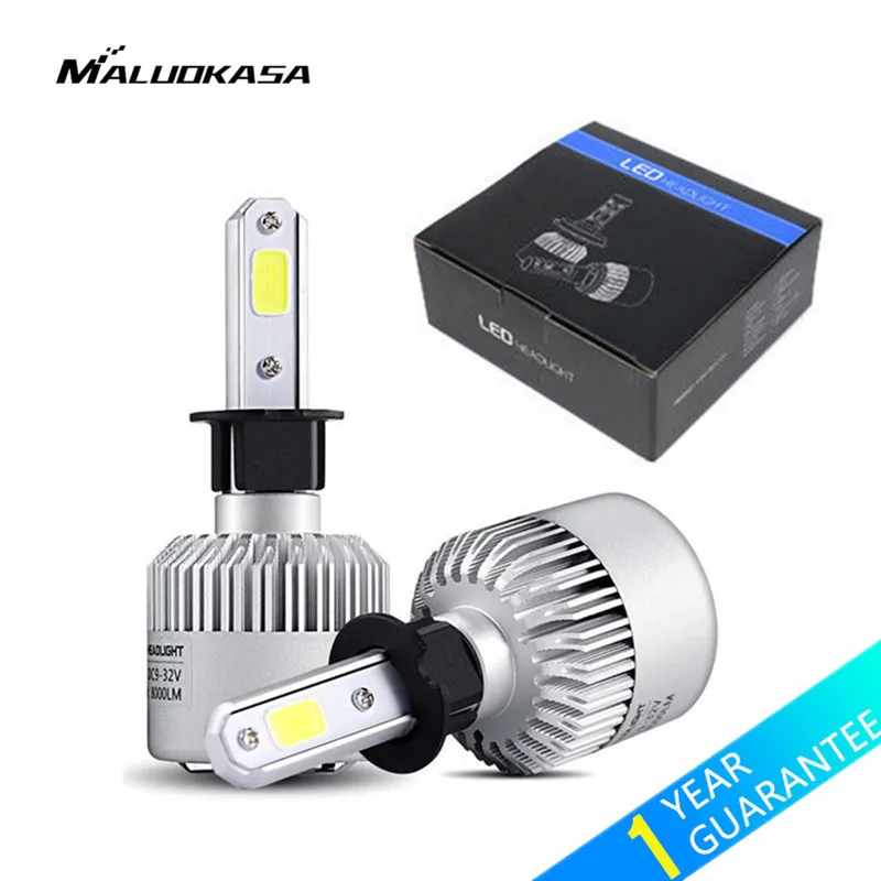 MALUOKASA 2PCs S2 Car COB H7 LED Headlight Bulb H1 HB2 9003 H4 Hi Lo Beam