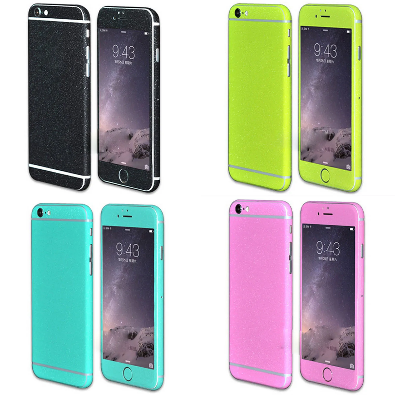

Besegad Ultra-thin Bling Full Body Matte Glitter Sticker Film Skin Cover for iPhone 6 S 6S Plus iphone6 iphone6s 4.7 5.5 Inch