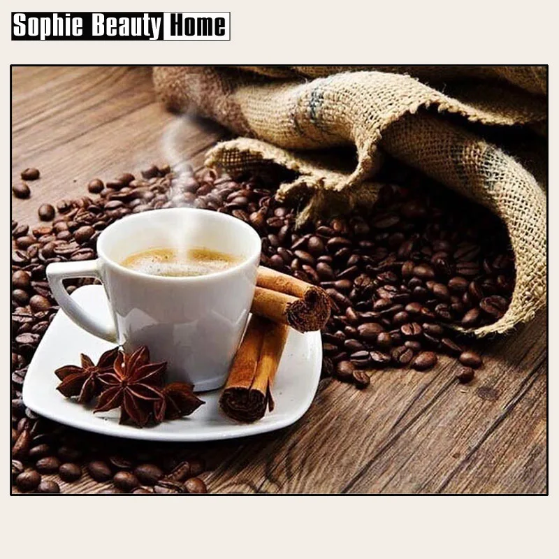 Free Shipping 20x25cm 3D Resin Diamond Embroidery Coffee Cup Diy Painting Cross Stitch Home Decoration Rolled Packing | Дом и сад
