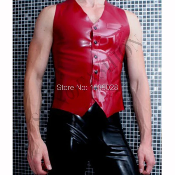 

Free shipping !! 0.4mm buttons rubber vest latex tank tops without pants