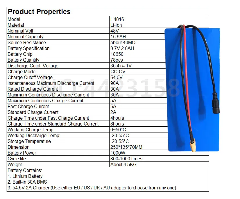 Таможня без налога 48 В 15AH аккумулятор 48 В 15AH 1000 Вт Аккумулятор для электрического велосипеда 48 В литий-ионный аккумулятор 30A BMS и 2A зарядное устройство