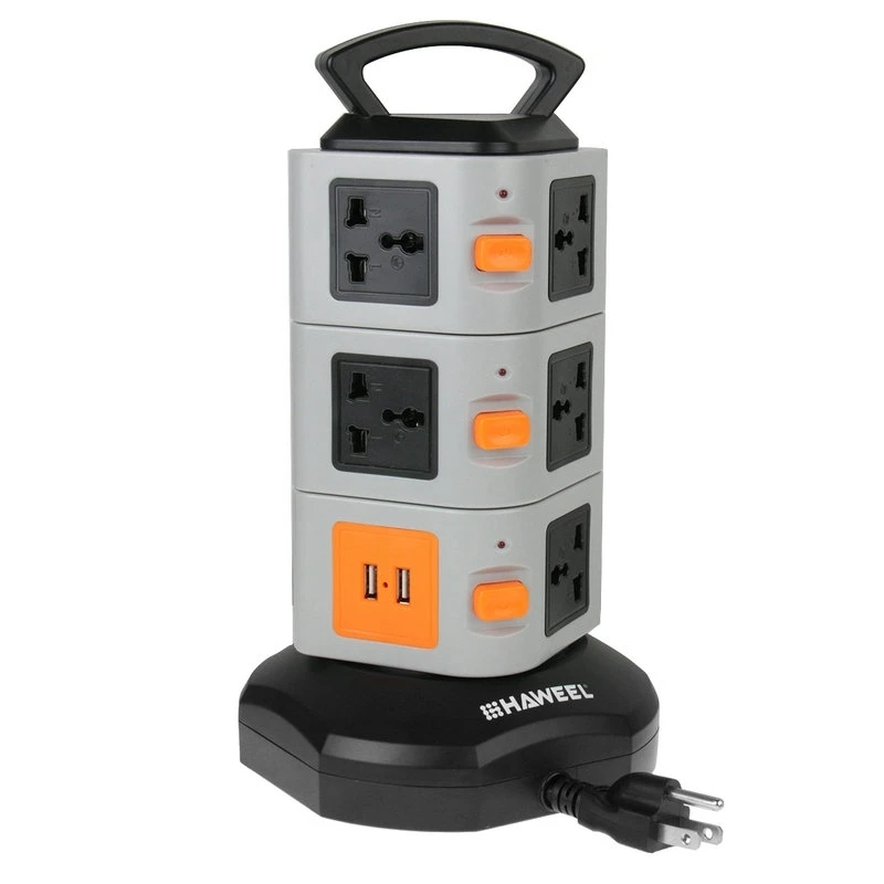 HAWEEL USB Power Strip Wall Socket 11 EU/US Plug 2 USB Ports with Switch 1.8M Extension Cord Outlet Panel Adapter 10A 250V 2500W 2500w 4 outlet ac electric power bar strip w individual switch led indicator ac 250v 3m cord