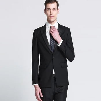 

Classic Black Business Suit Slim Fit for Men Groom Designed Wedding Suit 2 Pieces (Jacket+Pants) Notch Lapel Single Breasted