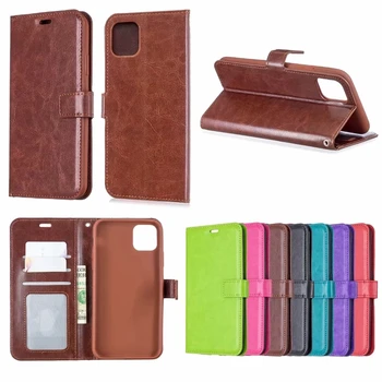 

Leather Wallet Case For Iphone 5.8 6.1 6.5 inch 2019 New Vintage Retro Crazy Horse Flip Cover ID Slot Holder Stand Photo 60PCS