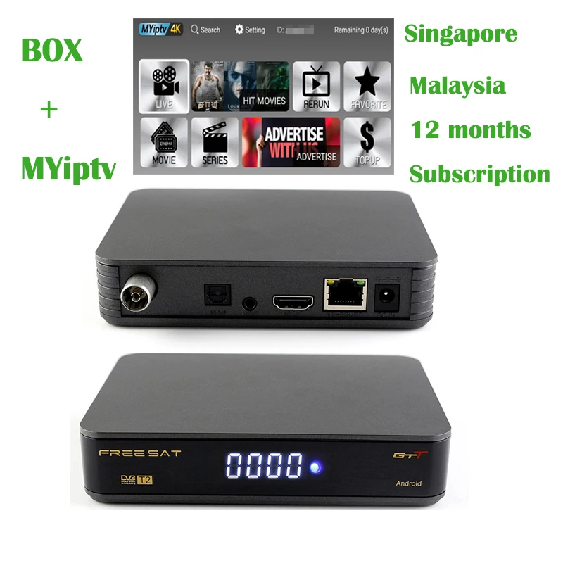 Android box GTT HD 2 высокоскоростной USB с годовой подпиской myiptv 4K