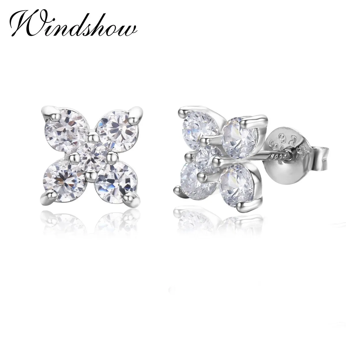 

Cute 925 Sterling Silver Clover Round CZ Small Stud Earrings For Women Girls Children Girls Kids Jewelry Orecchini Aros Aretes