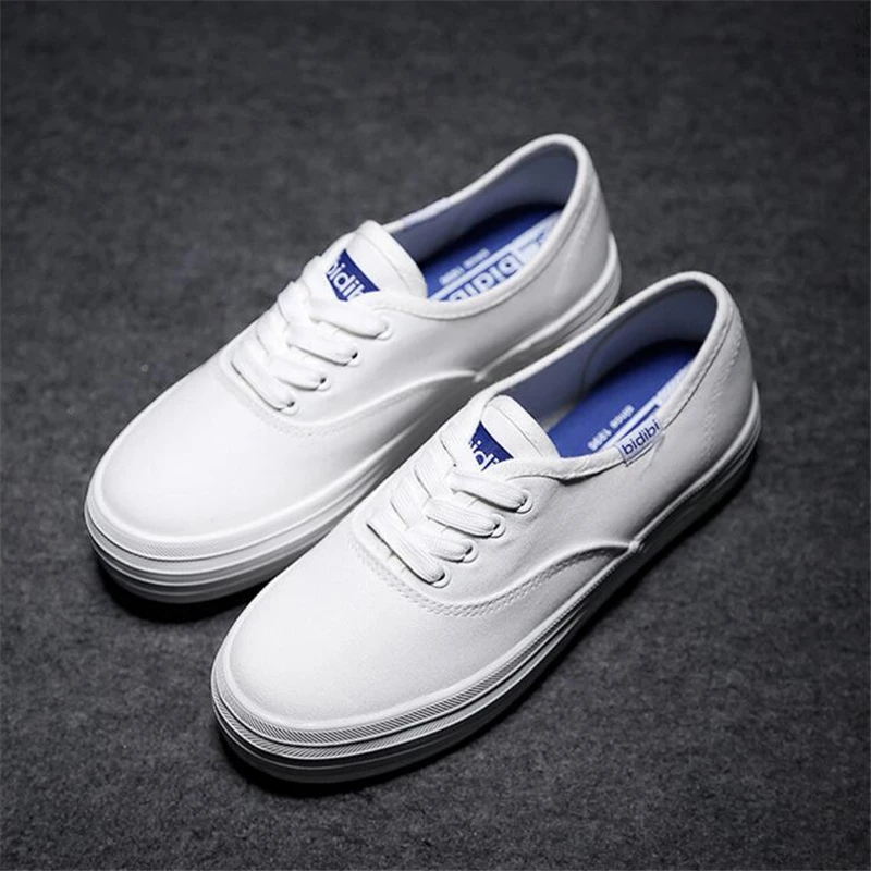 

Women Fashion Canvas Shoes Lace-Up Causal Flats Low Top Women Thick Bottom Shoes Flat Platform Student Shoes For Girls