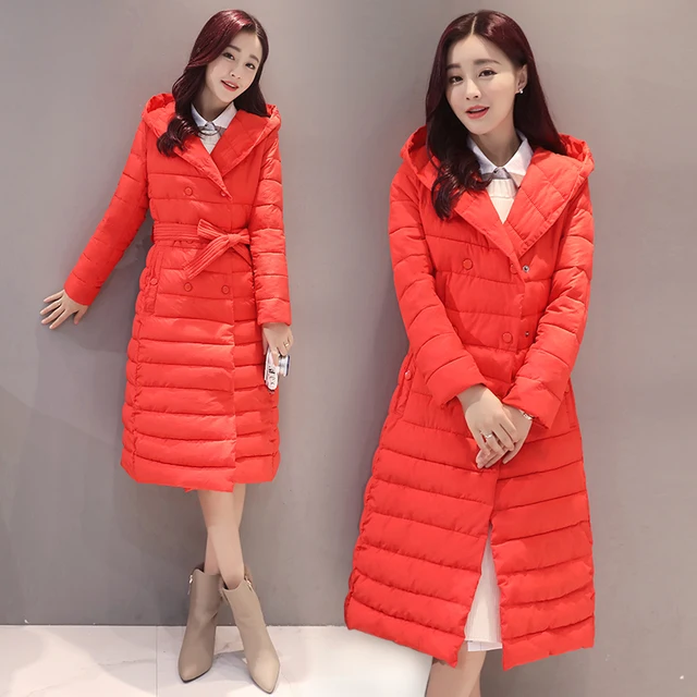 Best price at $106 Cheap Thin and light new Korean fashion down jacket was thin in the long section of the thickening of women's jacket coat