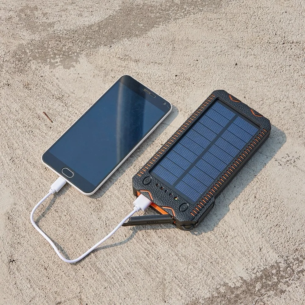 Portable Dual USB & MICRO Input Port Solar Battery Charger External Battery Pack Phone Charger Power Bank for Smartphones