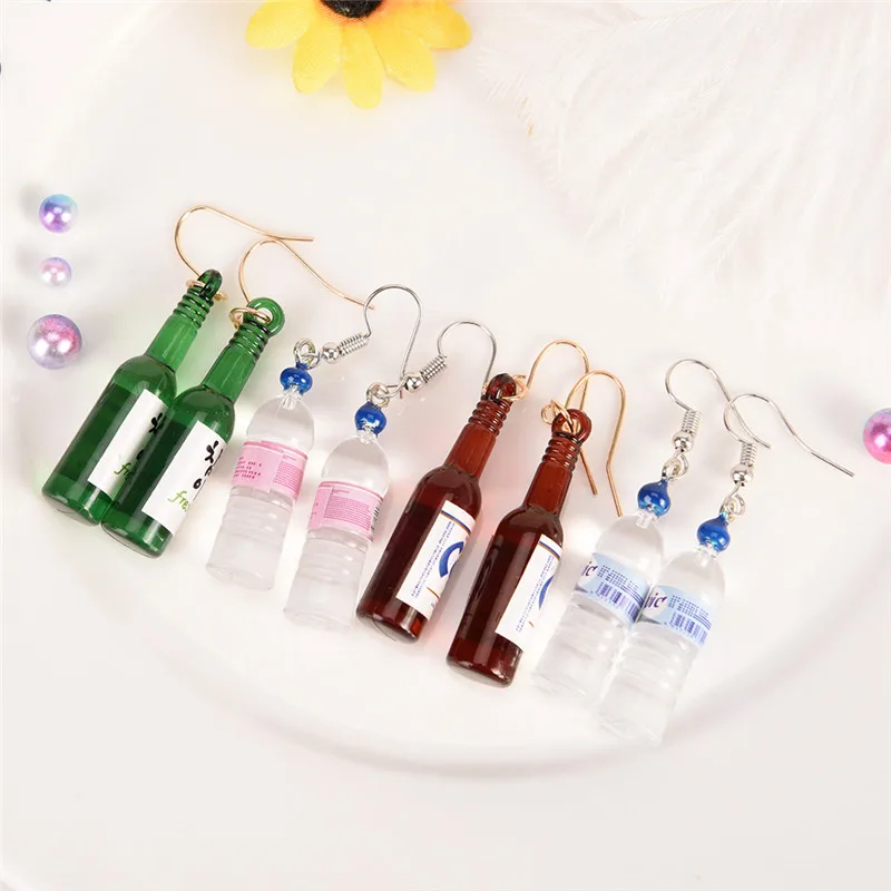 

Women Resin Wine Bottle Dangle Earring Personality Party Earrings