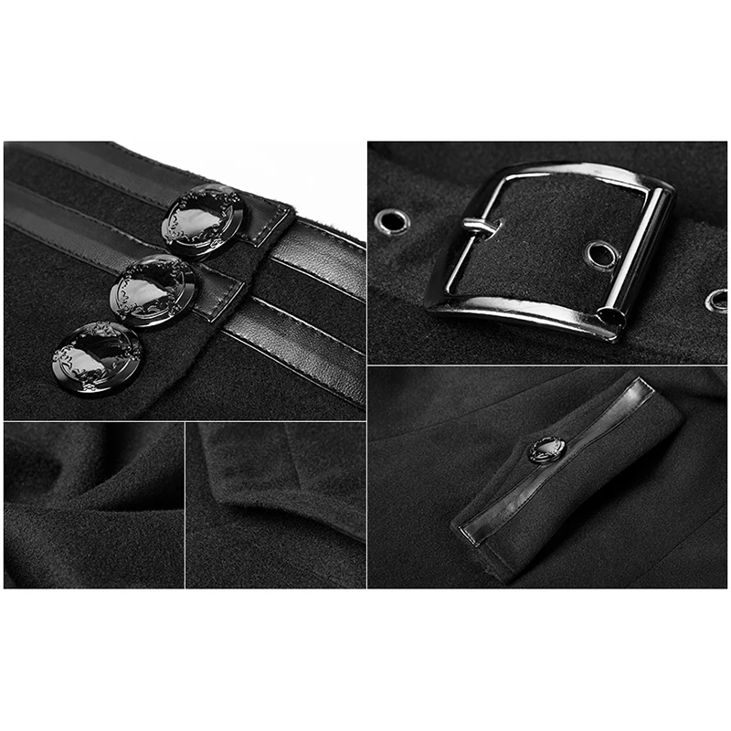 Панк рейв стимпанк военная форма камвольная женское длинное пальто готическая лолита черный стоячий воротник зимняя куртка пальто