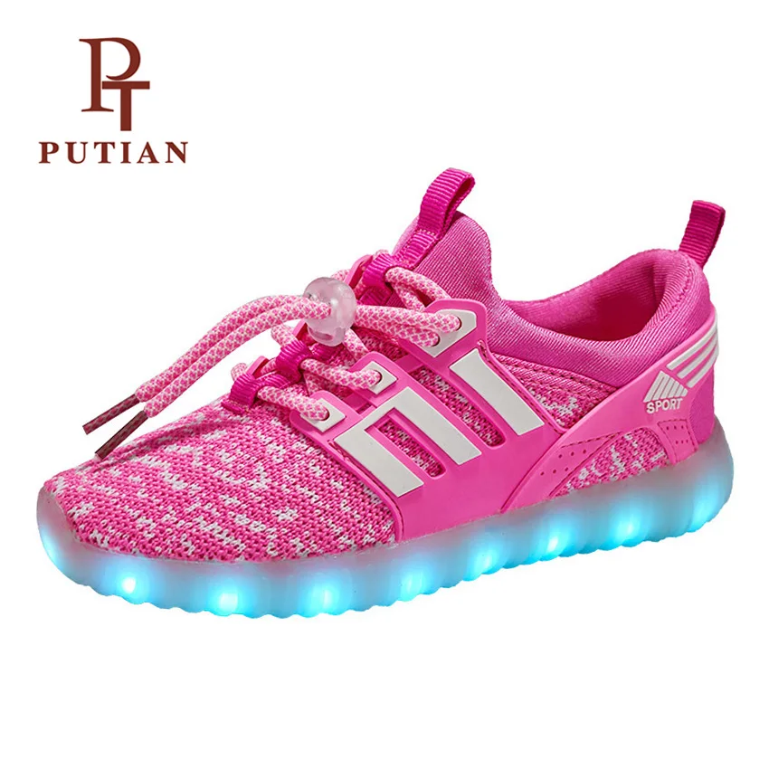 

PU TIAN Boys/Girls illuminated Luminous Sneaker USB Charger Glowing Sport Shoes Led Children Lighting Shoes