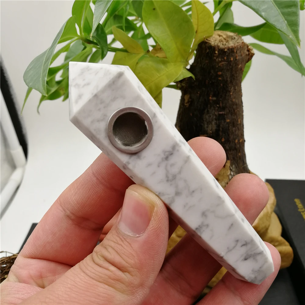 High Quality Natural White Turquoise Smoking Pipe Crystal Quartz Pipes For Smoking Weedin