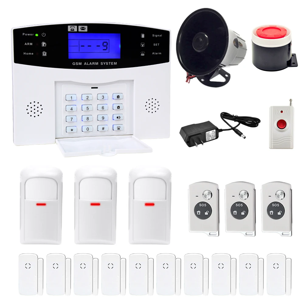 

Remote Control Wireless Home Security GSM Alarm System Intercom Remote Control Autodial Siren Sensor Kit for IOS Android