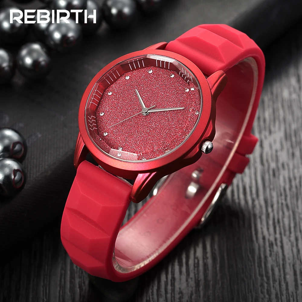 

REBIRTH Brand Geneva Casual Soft Silicone Women Watches Bracelet Watch Ladies Quartz Woman Watch 2018 Clock Montre Femme Relogio