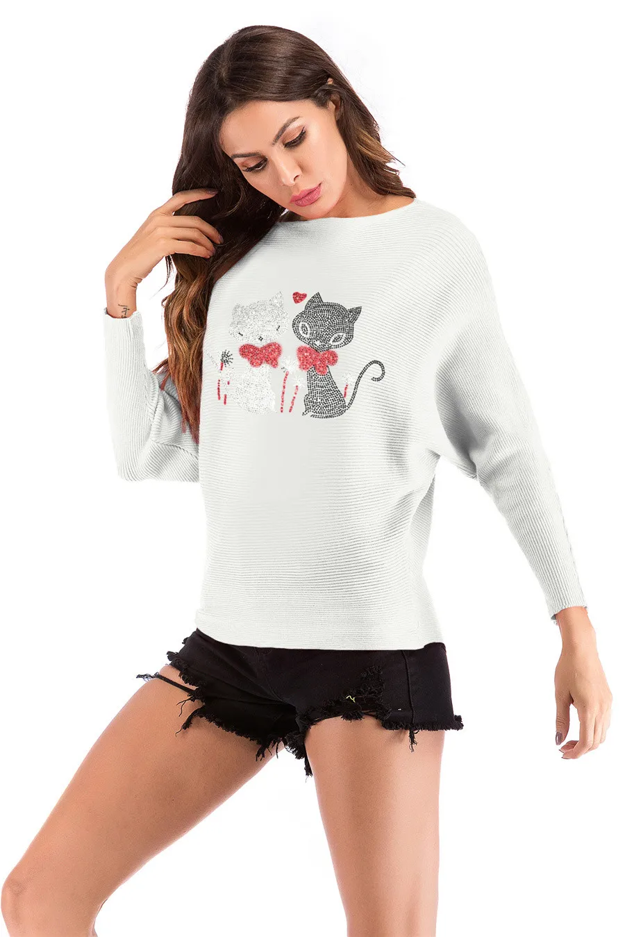 Gladiolus 2018 Autumn Winter Sweater Women Long Sleeve Rhinestone Pattern Slim Knitted Christmas Sweater Women Jumpers Pullover (39)