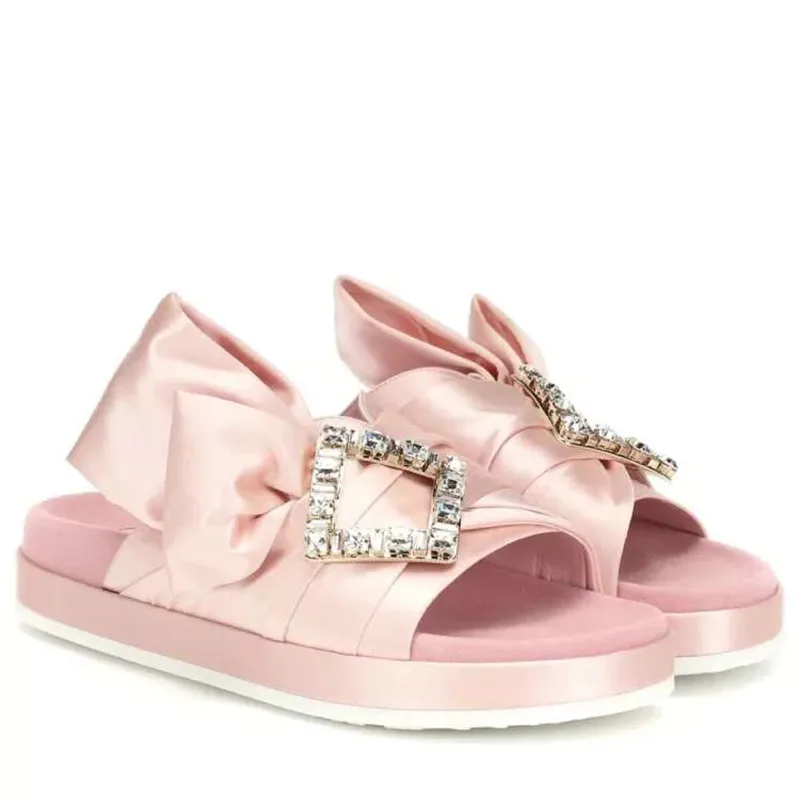 

summer sweet shoes woman crystal buckle flip flops platform slides slip on sandals outside women rhinestone slippers