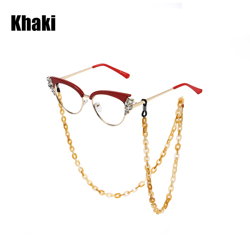 SOOLALA акриловая Женская Мужская цепочка для солнцезащитных очков шнурок для очков очки держатель шнура для очков - Цвет: Khaki