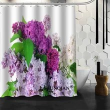 Popular Custom Nature Flowers Lilac Shower Curtains Polyester Bathroom Waterproof Bath Curtain Size 150X180cm165X200cm180X200cm flowers blossom waterproof bath curtain