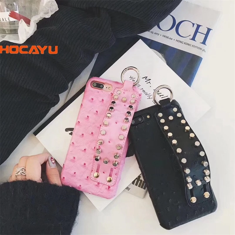 HOCAYU Leather Wrist Strap Handphone Covers for Iphone X 8 8plus 7