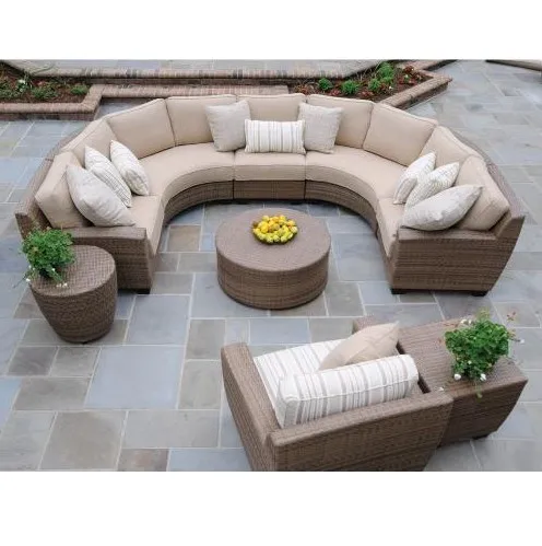 

Hot sale comfortable garden furniture semicircular sofa rattan couches for sale