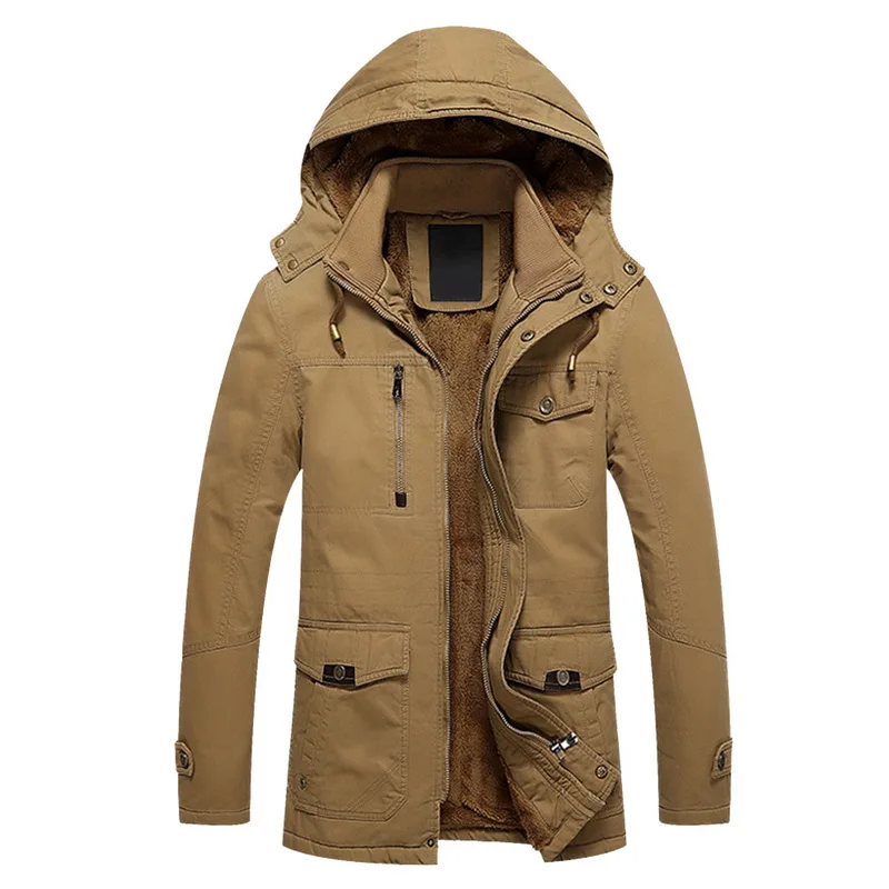 Bomber black 4xl Green De vent army Parka Pardessus Chaud 2019 Khaki À Capuche Militaire Taille Veste Fourrure Coupe Vestes Pilote Plus Hiver Manteau Hommes TPZOXuki