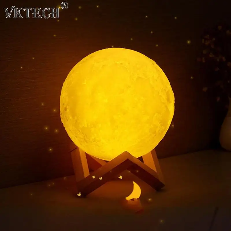 3D принт светодиодный луна лампа USB Перезаряжаемые 16-Цвет дистанционного Управление ночник Украшения в спальню подарок деревянный