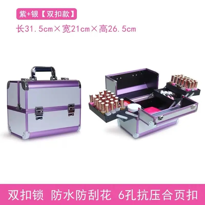 Новые женские косметички, набор инструментов для макияжа ногтей, съемная Складная косметичка, багажная сумка, сумка для багажа, милая сумка для татуировки для девушек - Цвет: Розовый