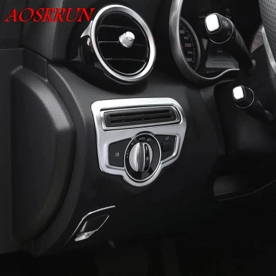 

For Mercedes-Benz GLC 250d X253 2016 2017 2018 c200 250 300 Front Headlight Head Light Lamp Switch Button Molding Cover Kit Trim