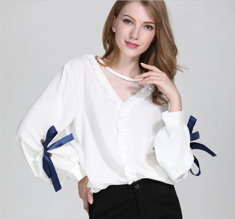 Blusa de verano para mujer 2020 Blusa de gasa Sexy la manga de la camisa de manga larga Casual de talla grande Blusa femenina perspectiva| Blusas y camisas| - AliExpress