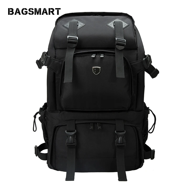 BAGSMART Противоугонный профессиональный рюкзак для SLR/DSLR камер и 1" MacBook Pro с водонепроницаемым дождевиком, черный