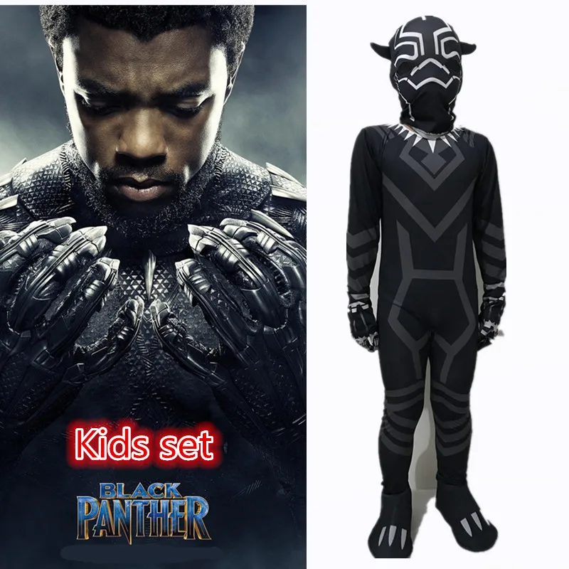 Kids Boys Black Panther Costume Cosplay Halloween Costumes Spandex