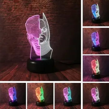 

Batman and Clown Figurines Model 3D Illusion NightLight LED Colourful Mixed Flash Light Avengers Joker Face Figure Toys