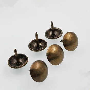 

100pcs thick Pushpin Doornail Hardware bronze round Upholstery Nail for Gift Wine Case Box Sofa Decorative antique nails tools