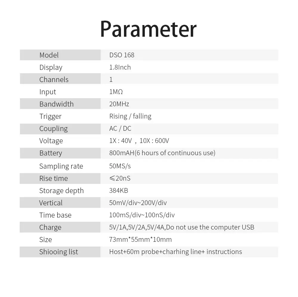 DSO168 Портативный карманный мини портативный ультра-Маленький цифровой осциллограф 20 м пропускная способность 100 м Частота дискретизации