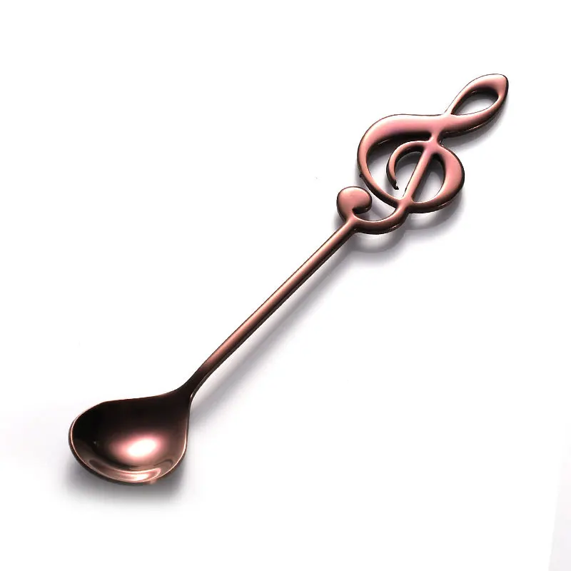 1 шт. 304 ложка из нержавеющей стали для кофе в форме ноты музыкальная тема чайная ложка для перемешивания маленькая ложка для мороженого и десертов креативные столовые приборы - Цвет: rose gold