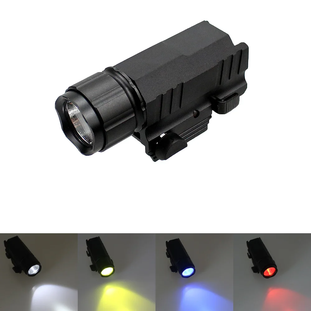 

Hunting Gun Light LED Tactical Flashlight 200 Lumens Torch 2 Modes 4 Color Lights for Pistol Handgun