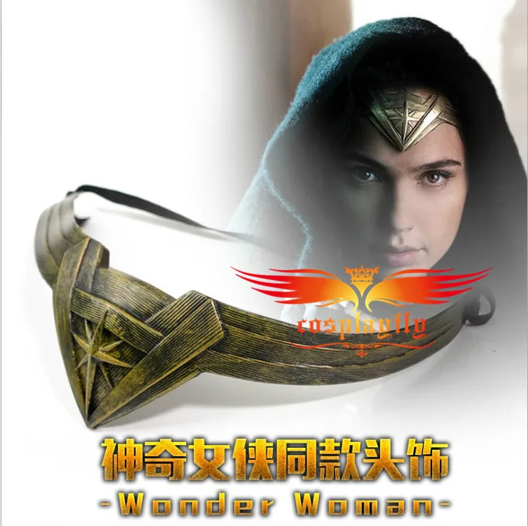 BatmanvSuperman: Dawn of Justice Wonder Woman Diana Costume Golden Rope(бесплатно) Взрослый Косплей корсет платье+ женский парик - Цвет: Tiara Crown Only