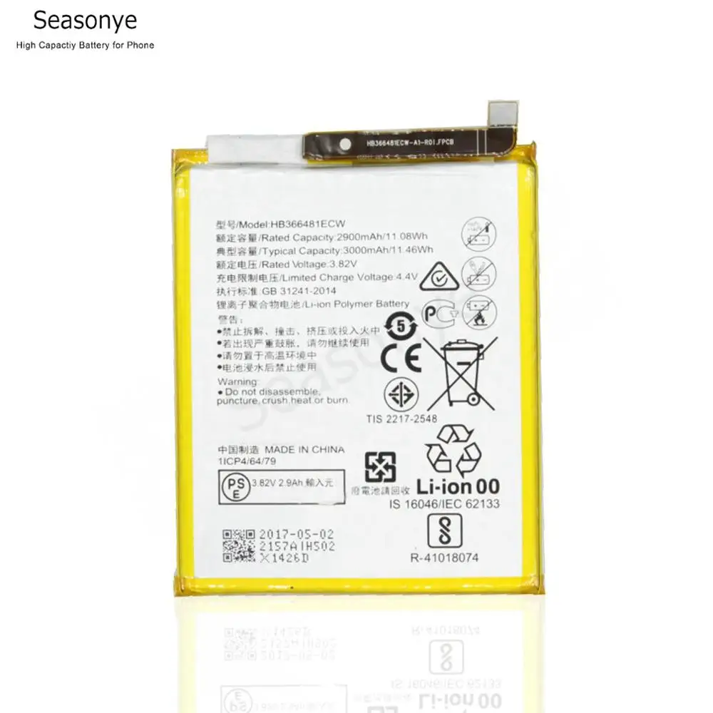 

Seasonye 2900mAh / 11.08Wh HB366481ECW Mobile Phone Replacement Battery For Huawei P9 Ascend P9 Lite G9 honor 8 5C 5PCS/LOT