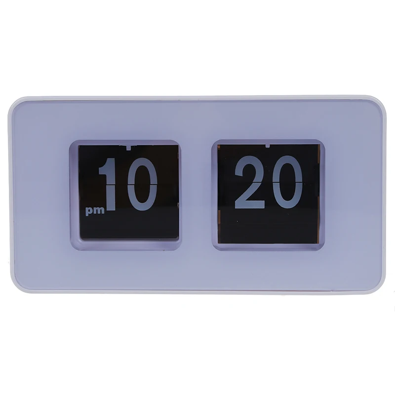

White Unique Retro Auto Flip Clock Desk Table Wall Kitchen Simple Modern Design