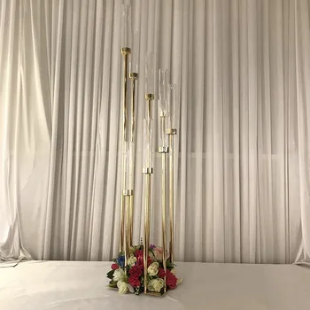 

Acrylic Flowers Vases 8 heads tall Candle Holders backdrops Road Lead Table Centerpiece Pillar Candlestick For Wedding backdrops