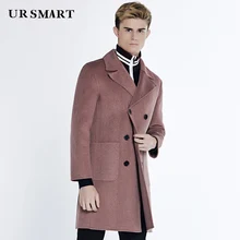 URSMART Аутентичное мужское шерстяное пальто или длинное двойное пальто? Мужская мода новая шерстяная ткань пальто Англии