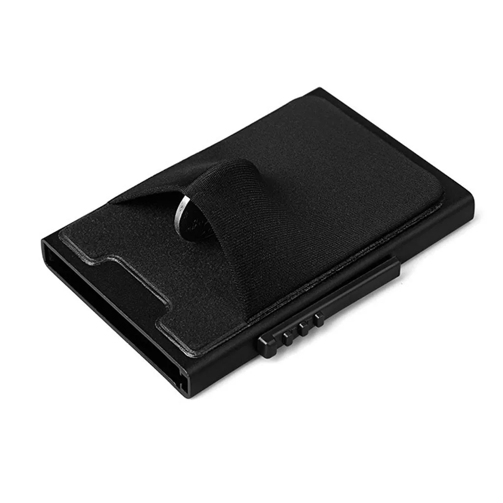 Для мужчин Бизнес алюминиевый кошелёк с задней карманные деньги ID держатель для карт с функцией блокировки RFID тонкий металлический кошелек Автоматическая открытка-раскладушка# R5