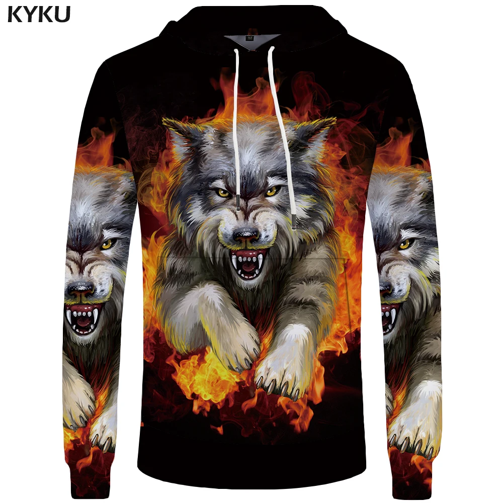 Aliexpress.com : Buy KYKU Brand Wolf Sweatshirts Flame Sweatshirt Sexy ...